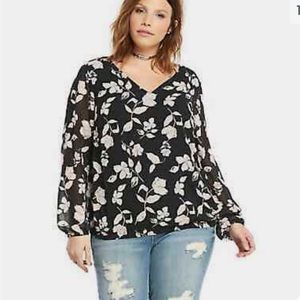Torrid FLORAL PRINT CROSSBACK BANDED BOTTOM TOP Plus Size 3X